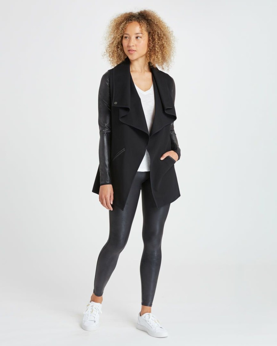 Clothing Spanx | Spanx Best Sellers Drape Front Jacket Very Black