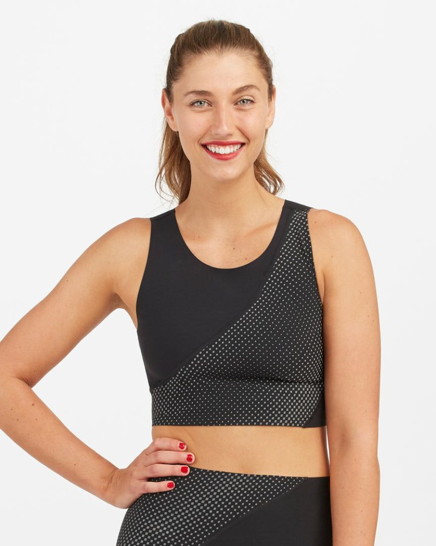 Leggings Spanx | Spanx Every.Wear Reflective Crop Top Very Black/Silver