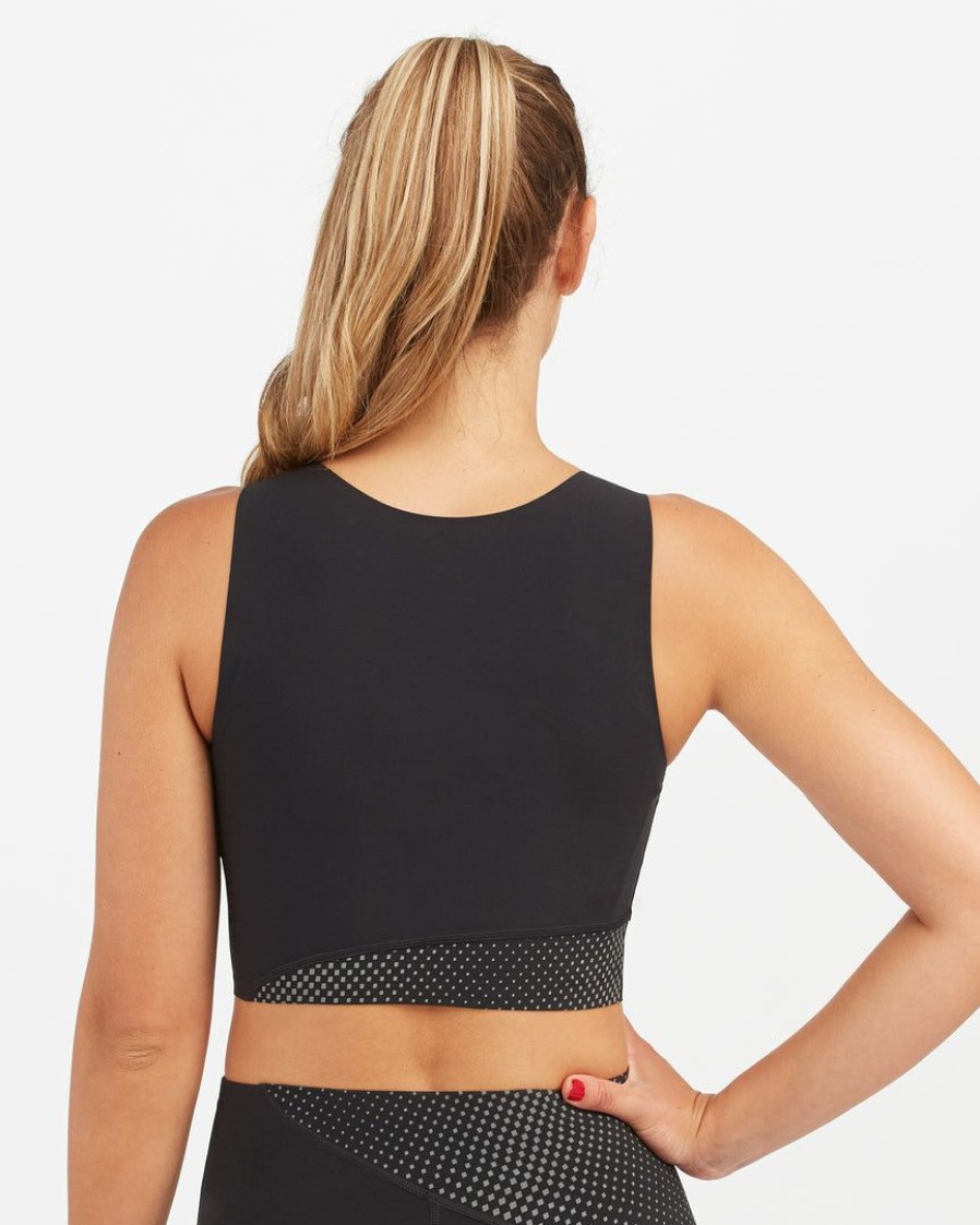 Leggings Spanx | Spanx Every.Wear Reflective Crop Top Very Black/Silver