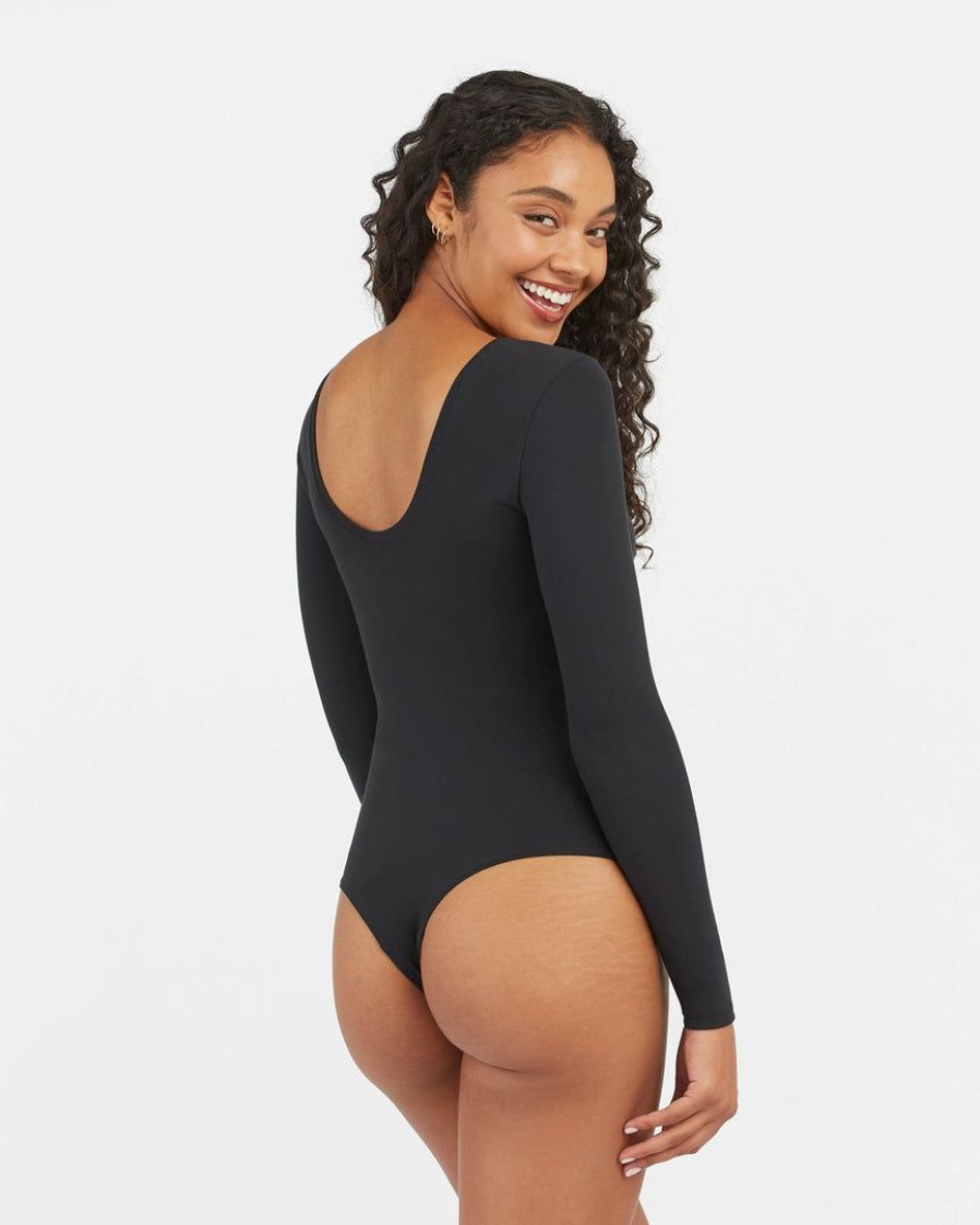 Clothing Spanx | Spanx Suit Yourself Long Sleeve Scoop Neck Bodysuit