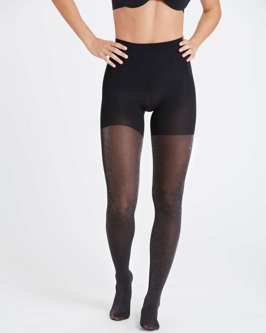 Shapewear Spanx | Spanx Tight-End Tights , Ribbed Shimmer Hosiery Rainbow Shimmer