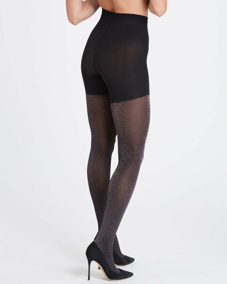 Shapewear Spanx | Spanx Tight-End Tights , Ribbed Shimmer Hosiery Rainbow Shimmer