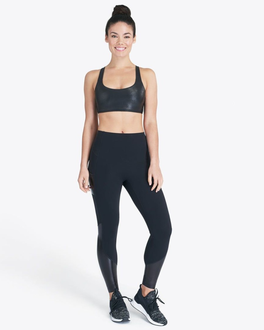 Clothing Spanx | Spanx Every.Wear Gloss Pocket Leggings Very Black