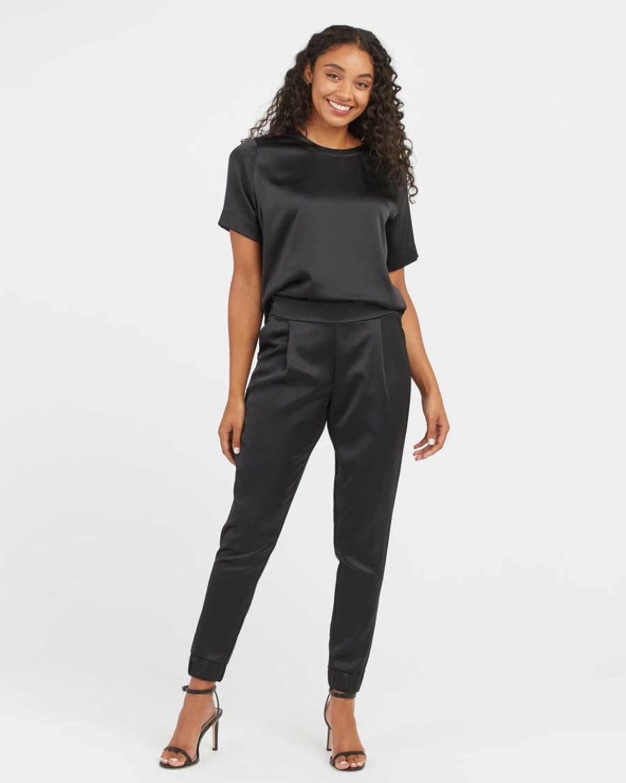 Clothing Spanx | Spanx Satin Jogger Clothing Classic Black