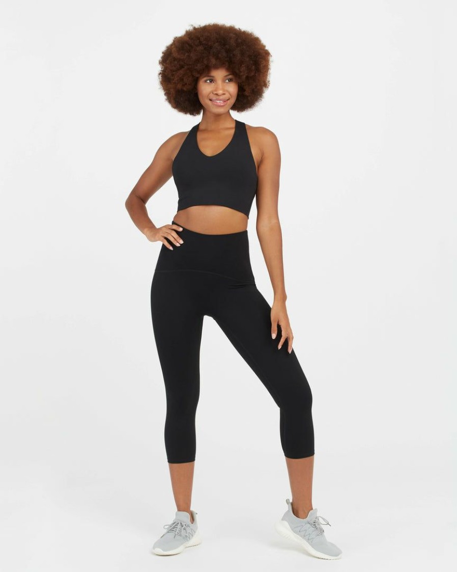 Clothing Spanx | Spanx Booty Boost Active Cropped Leggings Very Black