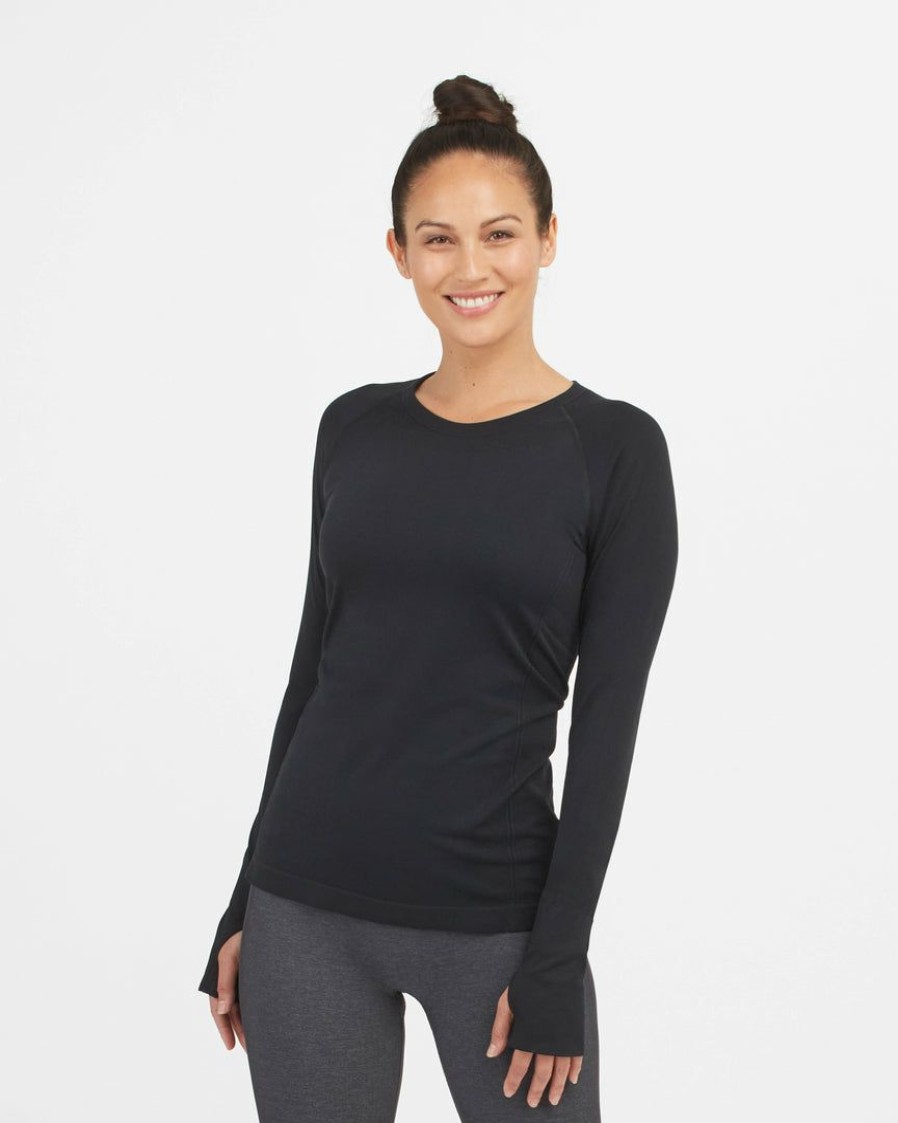 Leggings Spanx | Spanx Look At Me Now Seamless Long Sleeve Tee