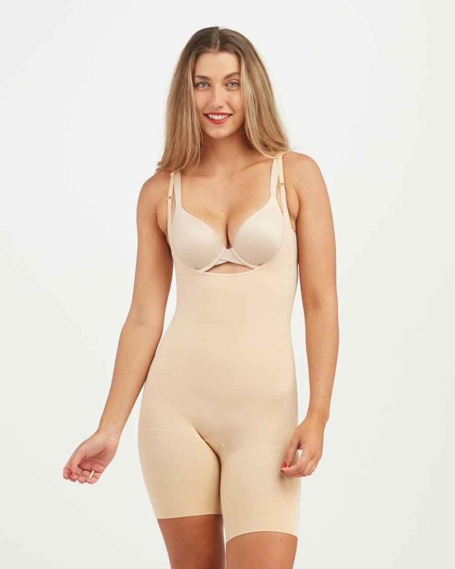 Shapewear Spanx | Spanx Power Open-Bust Mid-Thigh Bodysuit