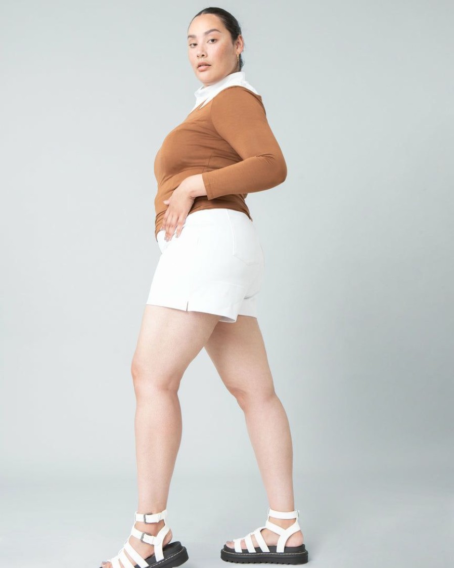 Clothing Spanx | Spanx New On-The-Go 6" Shorts With Silver Lining Technology Classic White