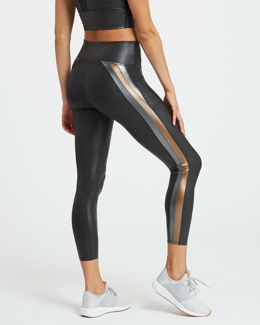 Clothing Spanx | Spanx Faux Leather Track Stripe 7/8 Leggings