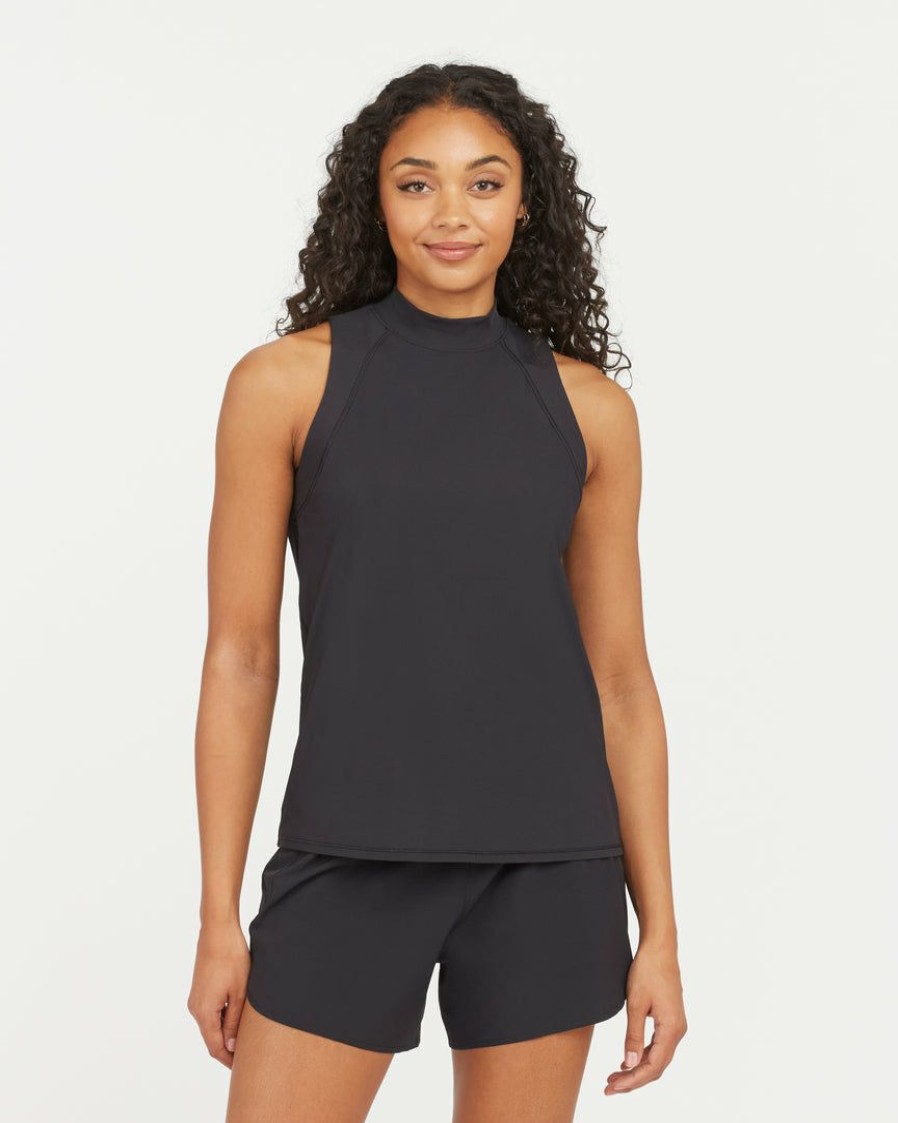 Leggings Spanx | Spanx Activewear Go Lightly Ribbed Mock Neck Tank