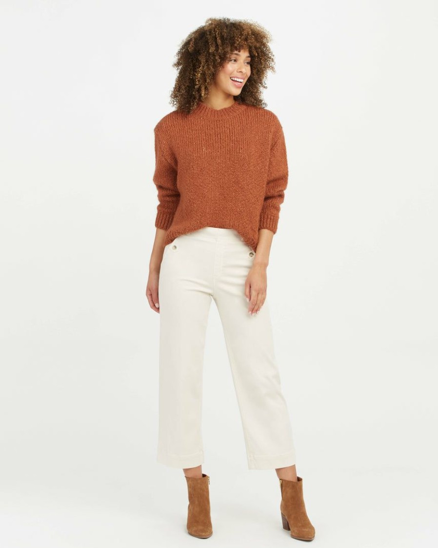 Clothing Spanx | Spanx New Stretch Twill Cropped Wide Leg Pant