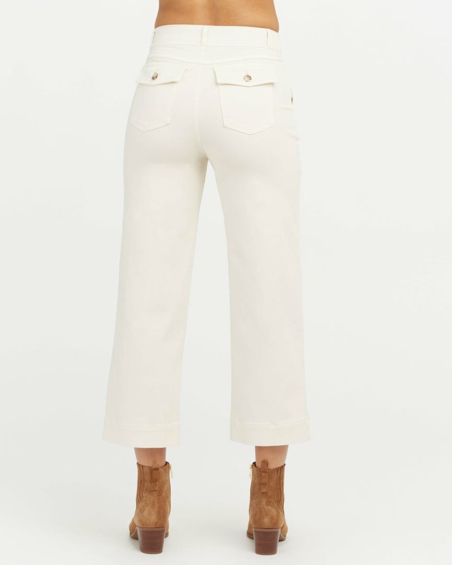 Clothing Spanx | Spanx New Stretch Twill Cropped Wide Leg Pant