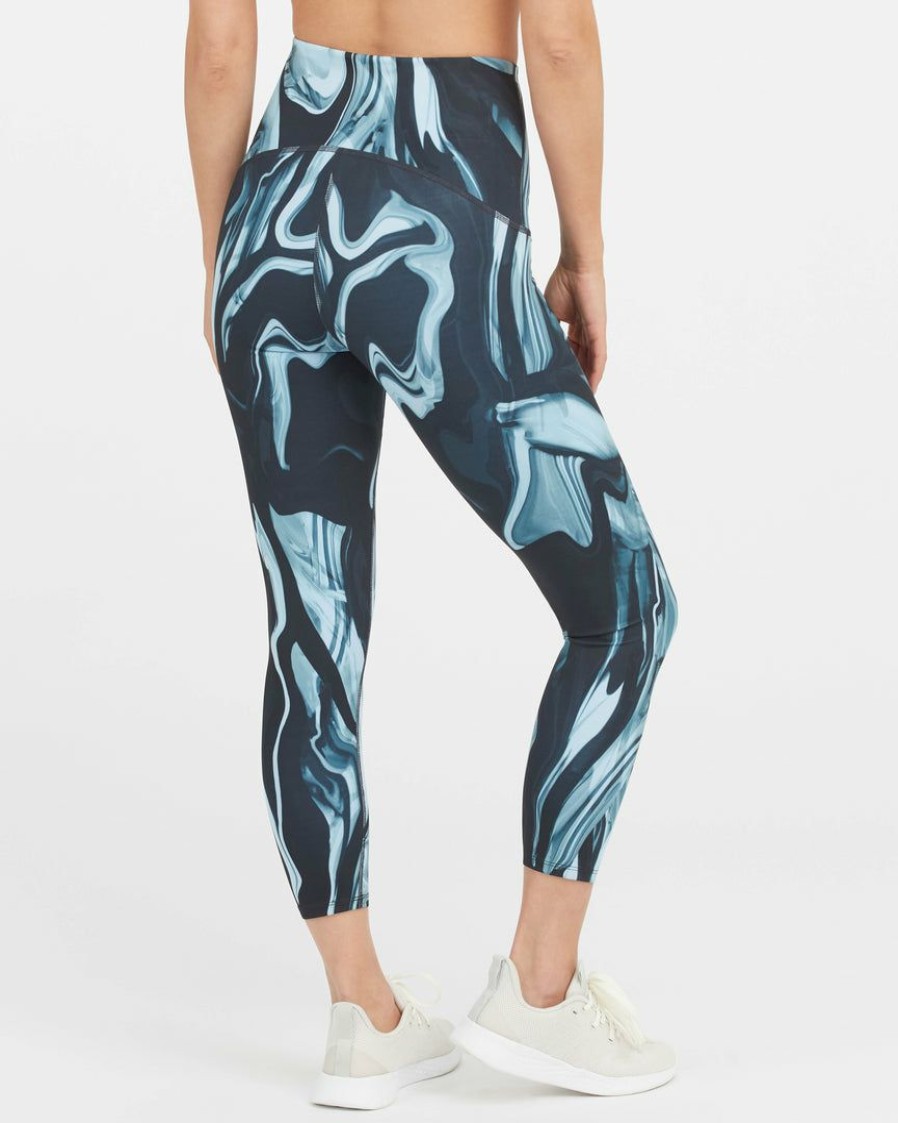 Clothing Spanx | Spanx Booty Boost Active Marbled 7/8 Leggings Marbled Blue/Black