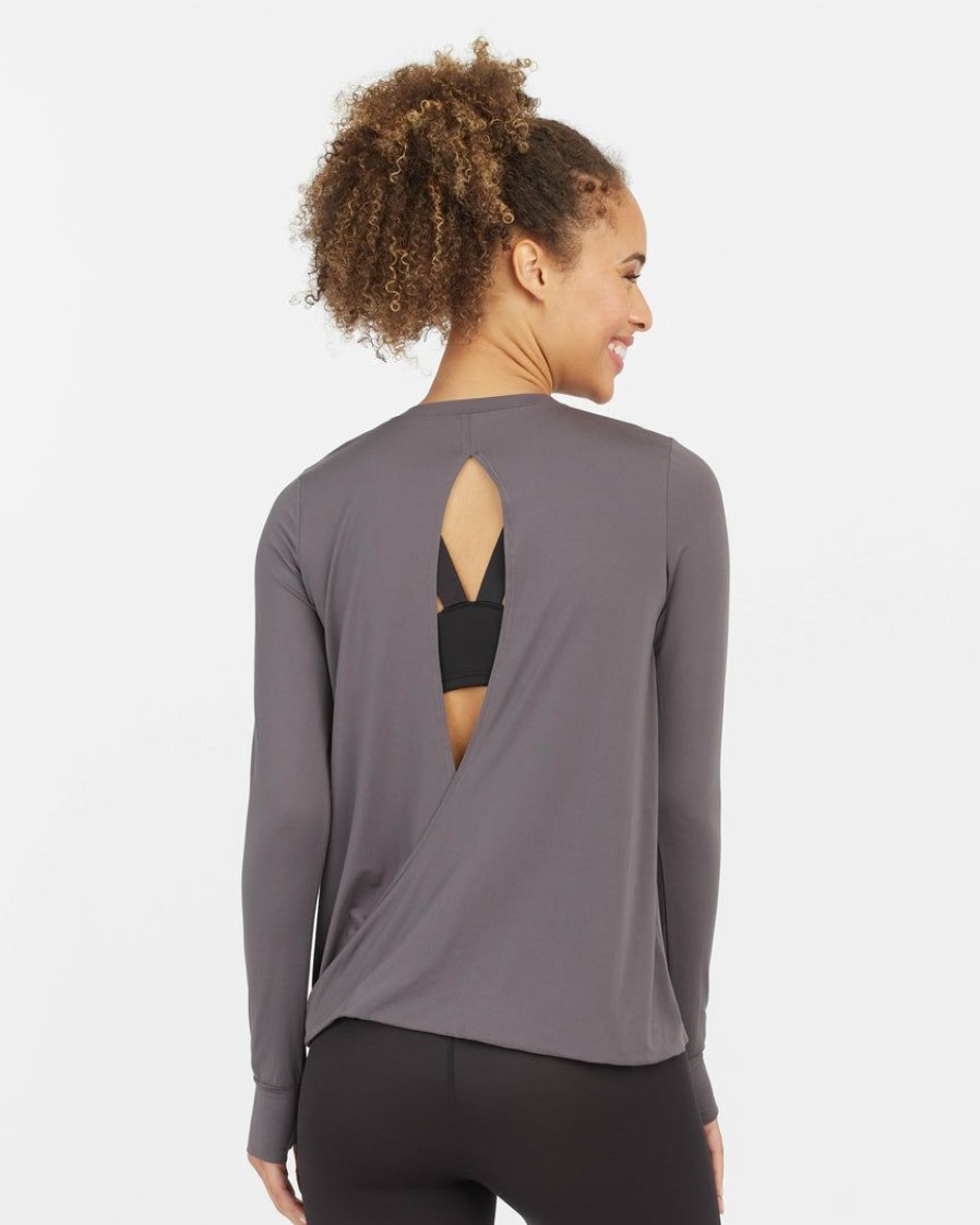 Clothing Spanx | Spanx Wrap Back Long Sleeve Tee Clothing