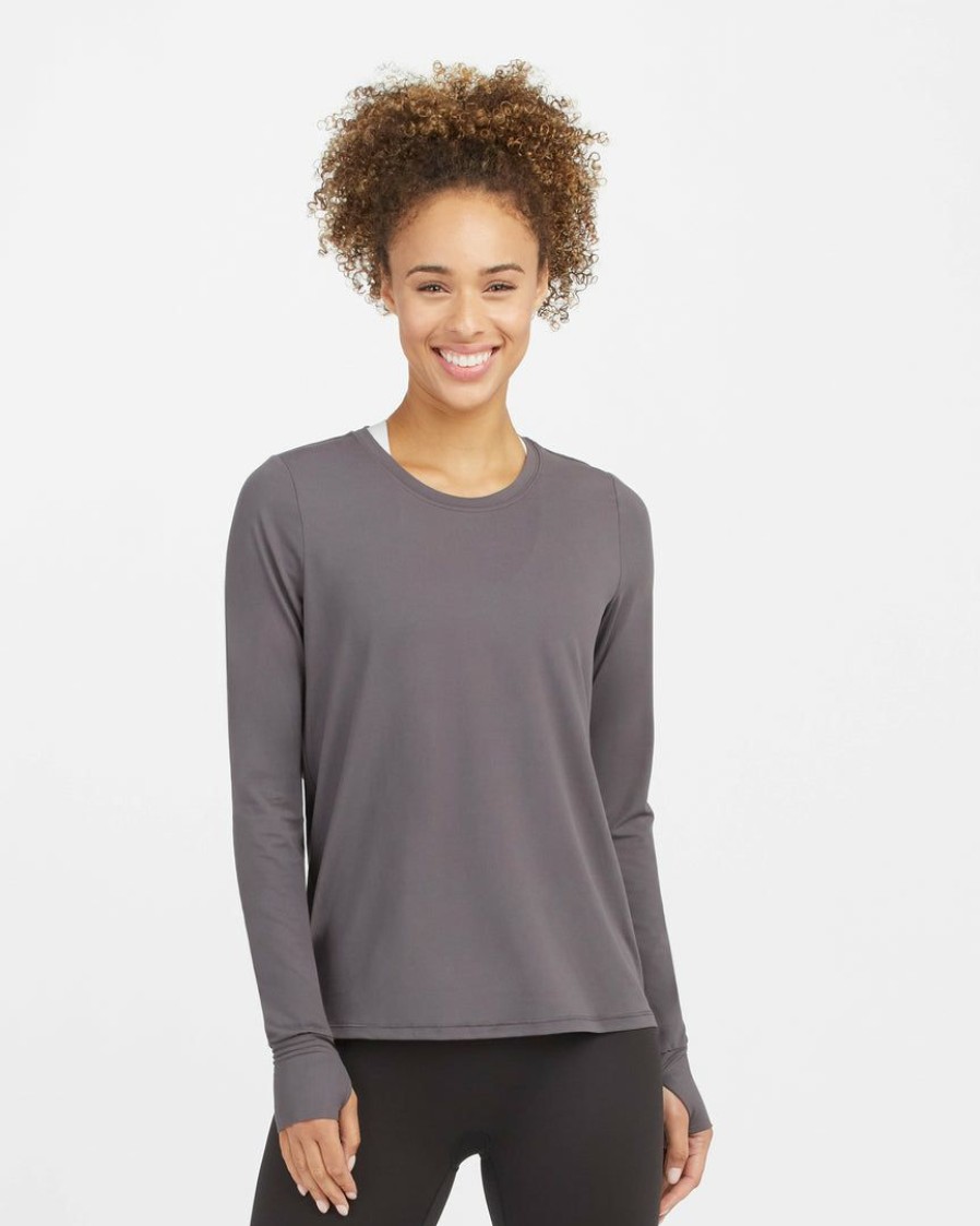 Clothing Spanx | Spanx Wrap Back Long Sleeve Tee Clothing