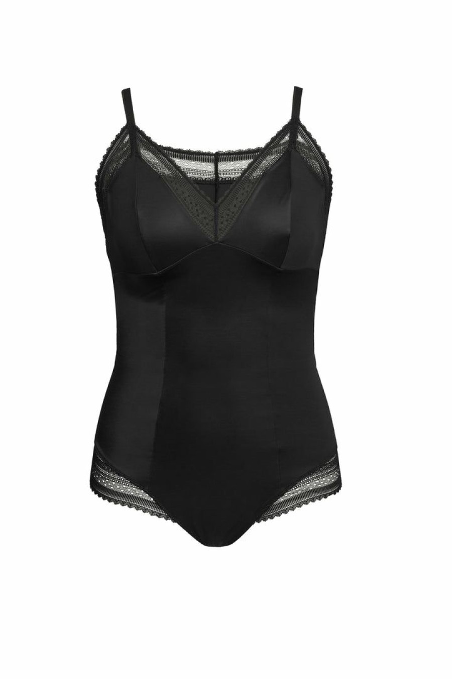 Shapewear Spanx | Spanx New Spotlight On Lace Satin Thong Bodysuit Classic Black