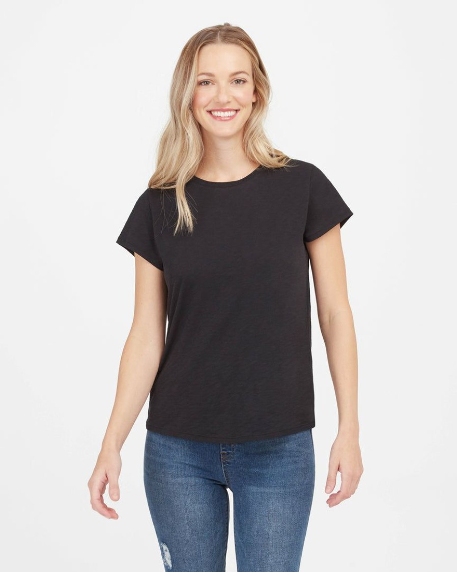 Clothing Spanx | Spanx Pima Cotton Crew Neck Tee The Summer Shop