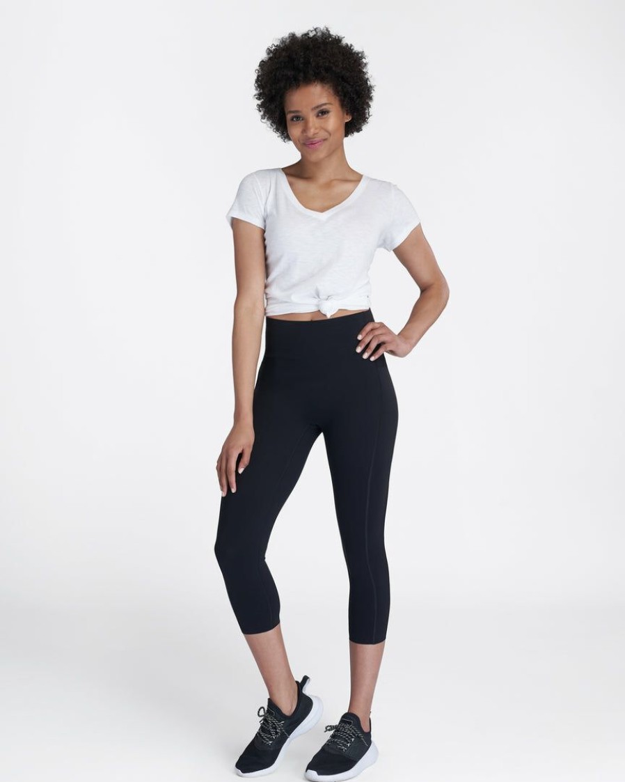 Clothing Spanx | Spanx Every.Wear Active Icon Cropped Leggings Very Black