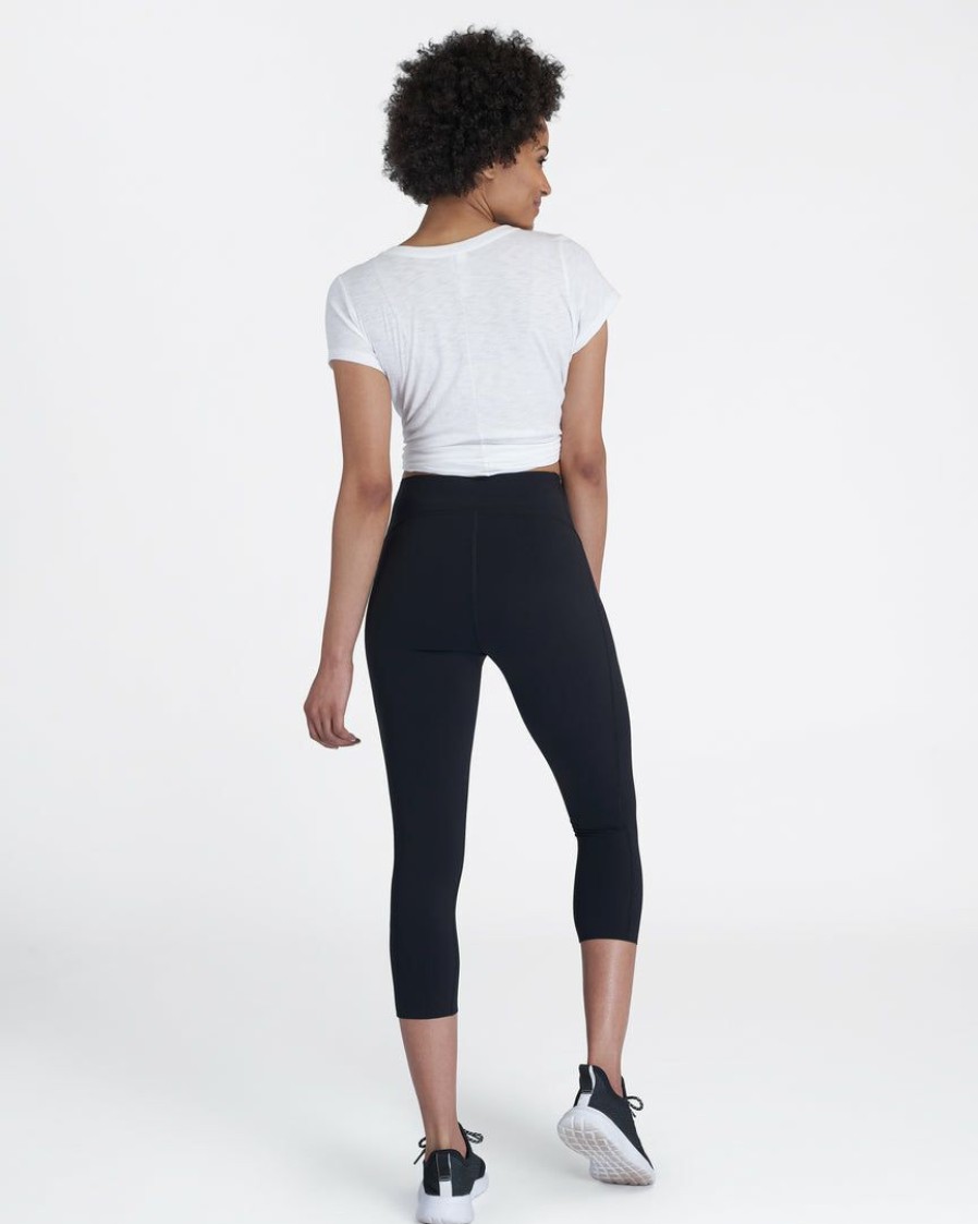 Clothing Spanx | Spanx Every.Wear Active Icon Cropped Leggings Very Black