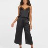 Clothing Spanx | Spanx Satin Cropped Wide Leg Pant Clothing Classic Black