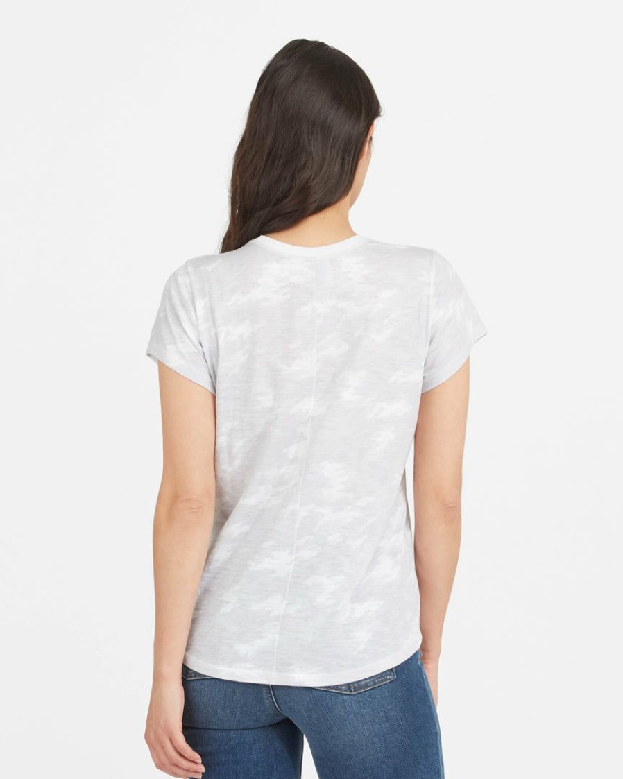 Clothing Spanx | Spanx Comfy Essentials Pima Cotton Printed Graphic Tee White Camo