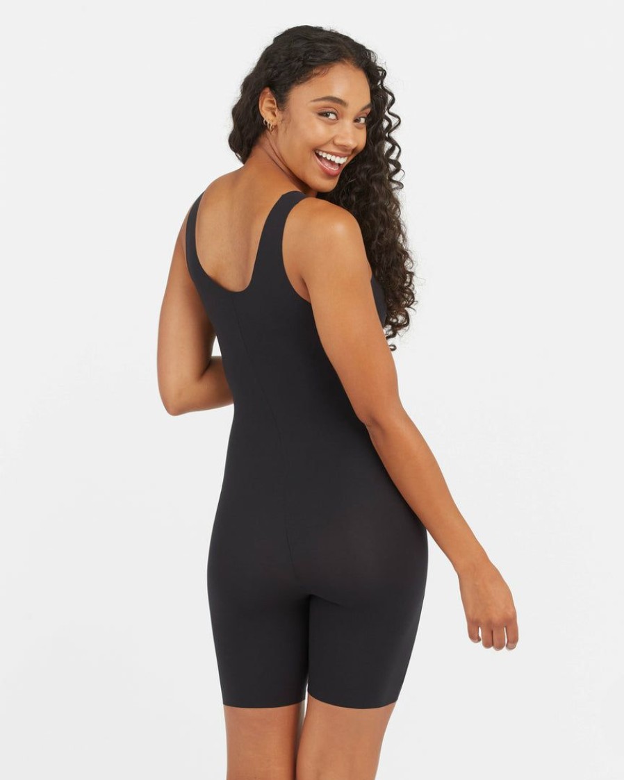 Clothing Spanx | Spanx Luxe Essentials Tank Mid-Thigh Bodysuit New Very Black