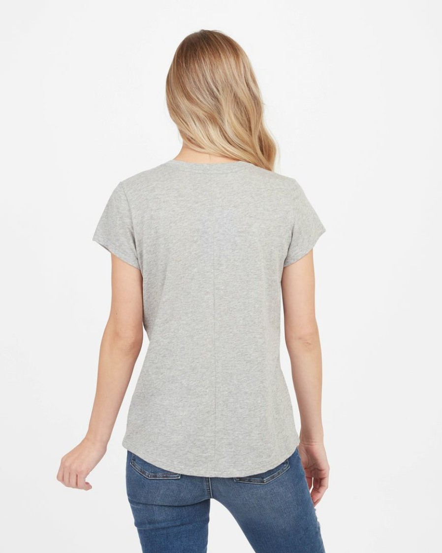 Clothing Spanx | Spanx Pima Cotton V-Neck Tee