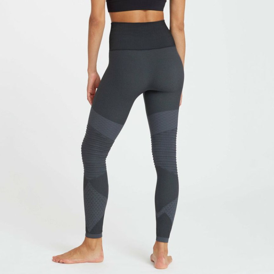 Clothing Spanx | Spanx Look At Me Now Seamless Moto Leggings Comfy Essentials Very Black