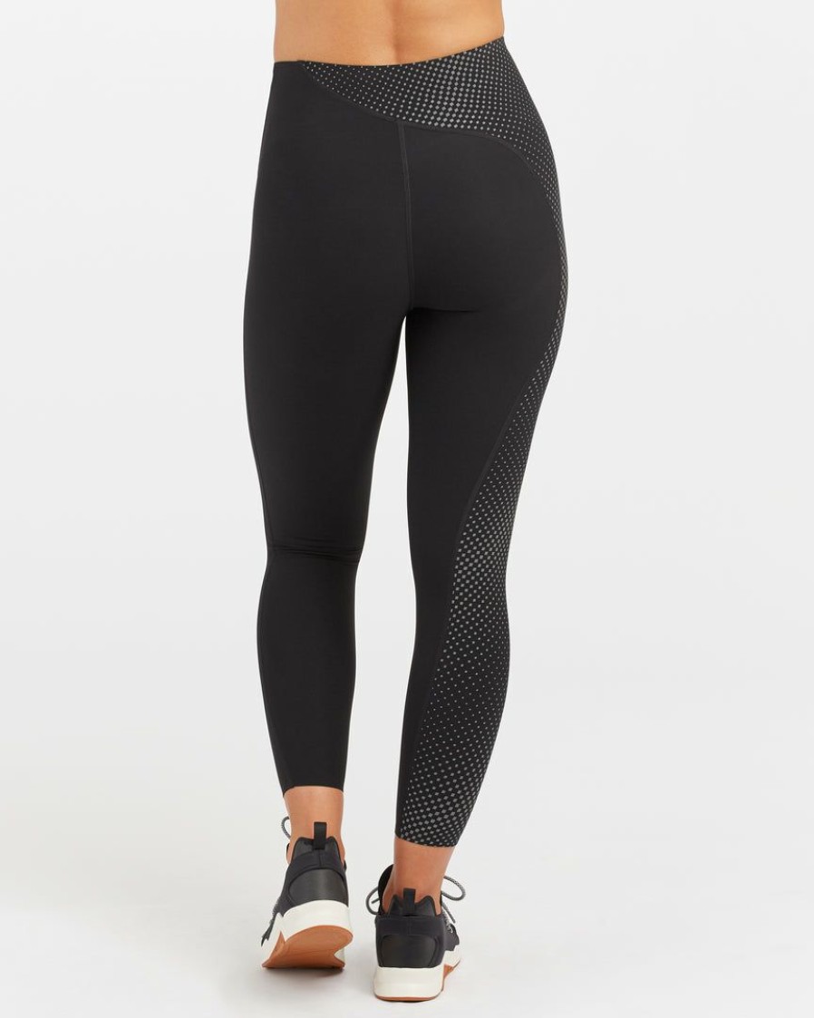 Clothing Spanx | Spanx Every.Wear Reflective 7/8 Leggings Very Black/Silver